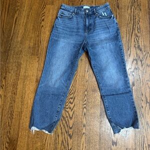 LOFT Distressed Curvy High Waist Ankle Jeans